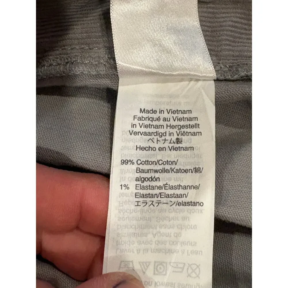 J Crew Corduroy Pants Mens Size 34x32 Gray Slim Fit Straight Leg Stretch Casual